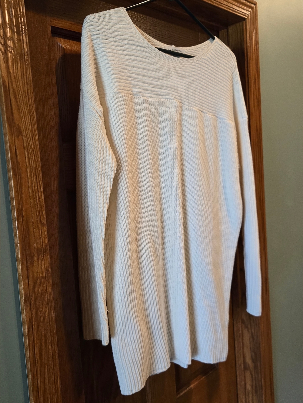 Liz Claiborne Cream Ribbed Knit Sweater Top - Picture 5 of 14